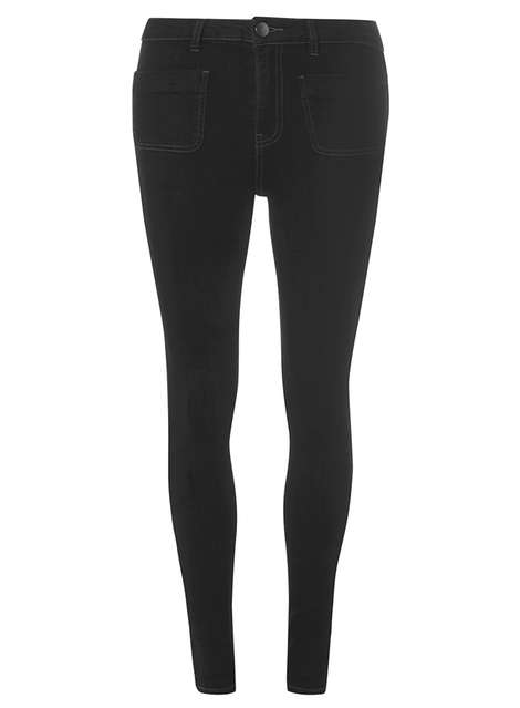 Fashion High Rise Patch Pocket Skinny Jeans